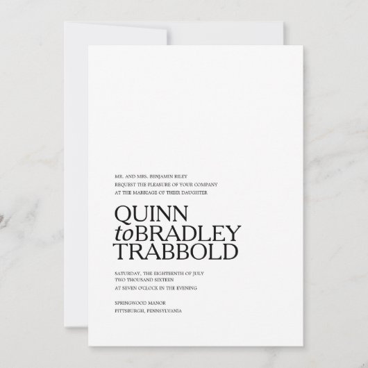 MODERN BLACK EN WHITE GLAM bruiloft uitnodiging (Voorkant)