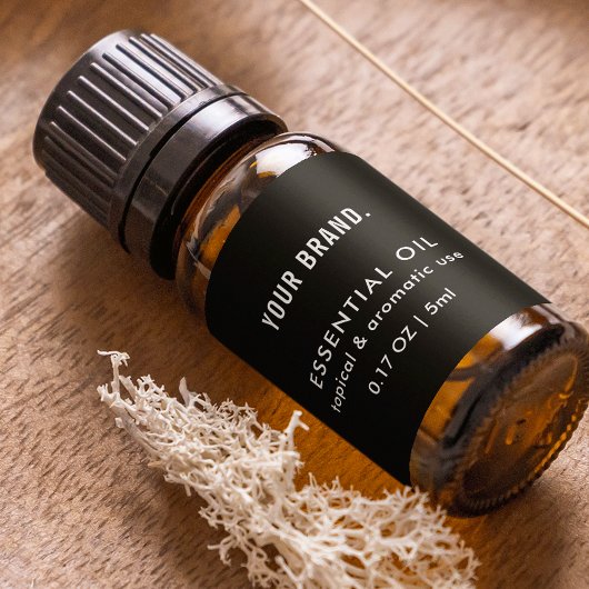 Modern Black Essential Oil Dropper Bottle Wrapper Etiket