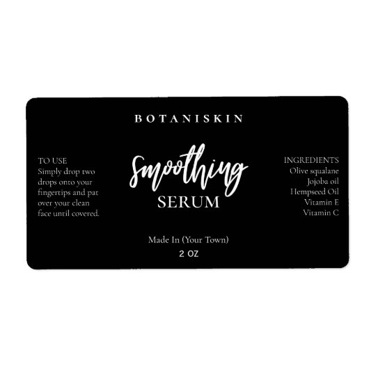 Modern Black Face Serum Labels (Voorkant)