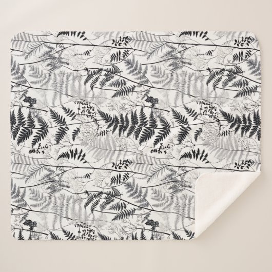 Modern black fern pattern  sherpa deken (Voorkant (horizontaal))
