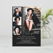 Modern Black Five Photo Collage Graduparty Kaart (Staand voorkant)
