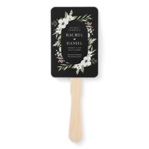 Modern Black Floral Botanical Wedding Programme