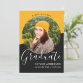 Modern Black - Foto Graduation Party Kaart (Staand voorkant)