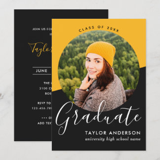 Modern Black - Foto Graduation Party Kaart