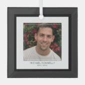 Modern Black Framed Photo Memorial Glas Ornament (Voorkant)