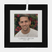 Modern Black Framed Photo Memorial Glas Ornament (Achterkant)