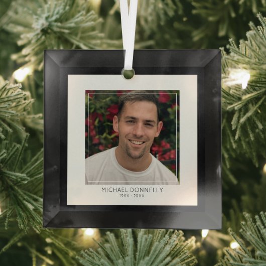 Modern Black Framed Photo Memorial Glas Ornament (Insitu)
