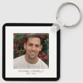 Modern Black Framed Photo Memorial Sleutelhanger (Achterkant)