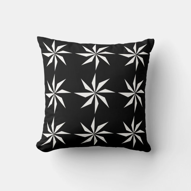 Modern Black Geometric Floral Pattern Sierkussen (Voorkant)