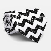 Modern Black Glitter Chevron Zig Mannen Stropdas (Opgerold)