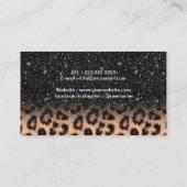 Modern Black Glitter Leopard Beauty Salon Visitekaartje (Achterkant)