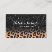 Modern Black Glitter Leopard Beauty Salon Visitekaartje (Voorkant)