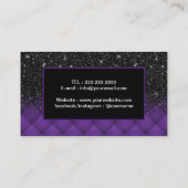 Modern Black Glitter Paars Diamond Pattern Salon Visitekaartje (Achterkant)