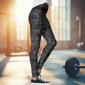 Modern Black Glitter Sparkle, with Custom Name Leggings