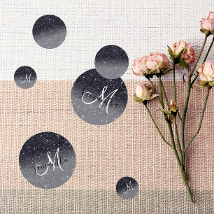 Modern Black Glitter Sparkles Personalized Name Confetti