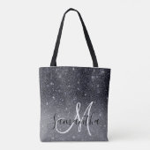 Modern Black Glitter Sparkles Personalized Name Draagtas (Achterkant)