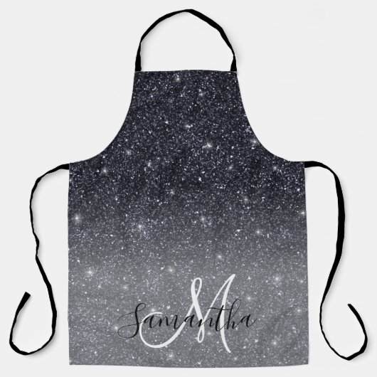 Modern Black Glitter Sparkles Personalized Name Schort (Voorkant)