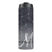 Modern Black Glitter Sparkles Personalized Name Thermosbeker (Voorkant)