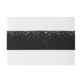 Modern Black Glitter Wedding Belly Band Uitnodigingen Wikkel (Achterkant Voorbeeld)