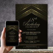 Modern Black Gold 18th Birthday Party Kaart