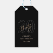 Modern Black Gold 30th Birthday Party Cadeaulabel (Voorkant)
