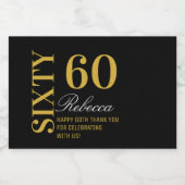 Modern Black Gold 60-jarige cocktail Party Mini Sparkling Wijnetiket (Enkel label)