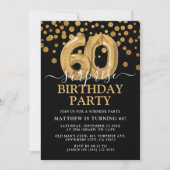 Modern Black & Gold 60th Surprise Birthday Party Kaart (Voorkant)