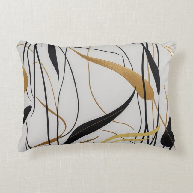 Modern Black & Gold Abstract Line  Accent Kussen (Voorkant)