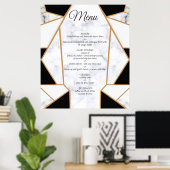 Modern Black Gold Abstract op witte marmer Poster (Thuiskantoor)
