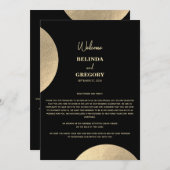 Modern Black & Gold Abstracte bruiloft Programma (Voorkant / Achterkant)