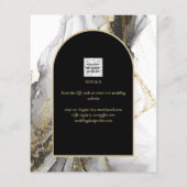Modern Black Gold Agate Marble Glitter Wedding (Achterkant)