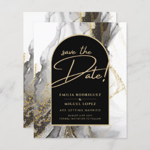 Modern Black Gold Agate Marble Glitter Wedding