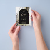 Modern Black Gold Agate Marble Glitter Wedding Flyer (Hand)