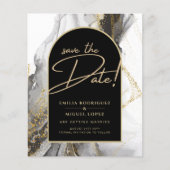 Modern Black Gold Agate Marble Glitter Wedding Flyer (Voorkant)