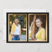 Modern Black Gold Arch Afstuderen 3-foto Aankondiging (Achterkant)