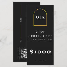 Modern Black Gold Arch Salon Cadeaubon