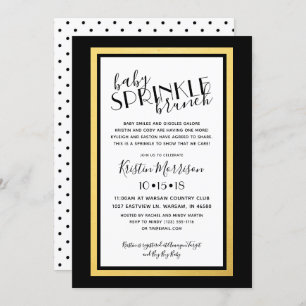Modern Black Gold Baby Sprinkle Invitation Kaart