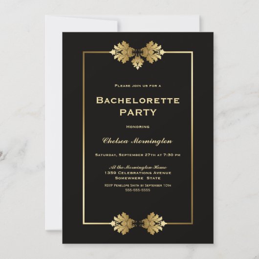 Modern Black Gold Bachelorette Kaart (Voorkant)