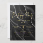 Modern black & Gold Birthday Invitation Kaart (Voorkant)