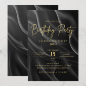 Modern black & Gold Birthday Invitation Kaart (Voorkant / Achterkant)