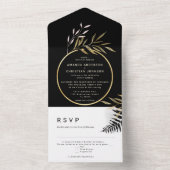 Modern Black Gold | Bodempalmbruiloft in de Botani All In One Uitnodiging (Binnen)