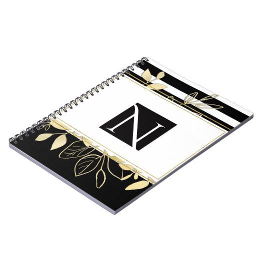 Modern Black Gold Botanical Glamor Chic Elegant Notitieboek (Linkerzijde)