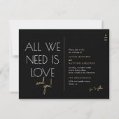 Modern Black + Gold Budget Weddenation Notitiekaartje (Voorkant)