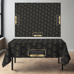 Modern Black & Gold Business Logo Pattern Company Tafelkleed