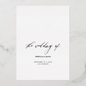 Modern Black Gold Calligraphy Wedding Menu Folie Uitnodiging (Achterkant)