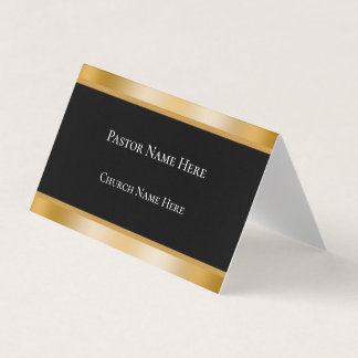 Modern Black & Gold Custom Text Church Pastor  Visitekaartjes