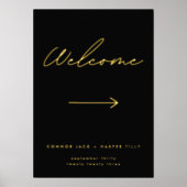 Modern Black Gold Direction Welkom Folie Afdrukken (Voorkant)