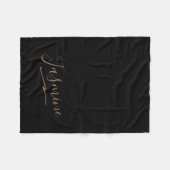 Modern Black Gold Feminine Script Name Fleece Deken (Voorkant (Horizontaal))