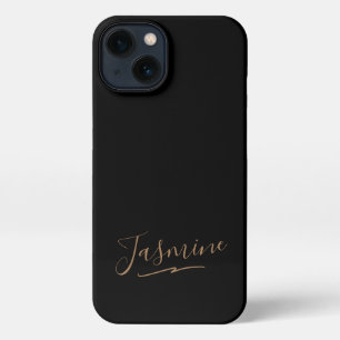 Modern Black Gold Feminine Script Name iPhone 13 Hoesje