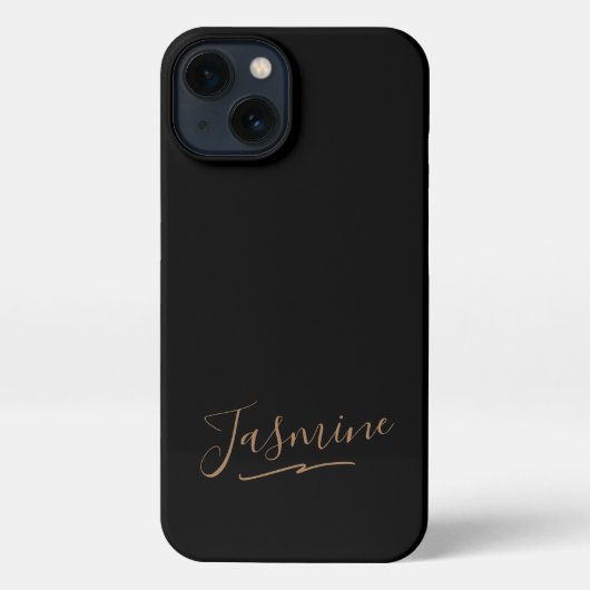 Modern Black Gold Feminine Script Name iPhone Hoesje (Achterkant)